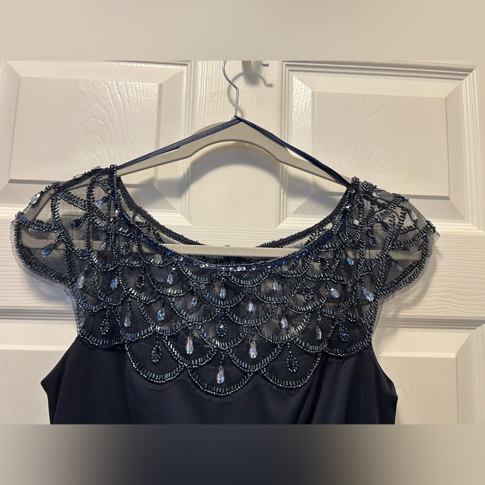 Xscape Midnight Blue Beaded Gown